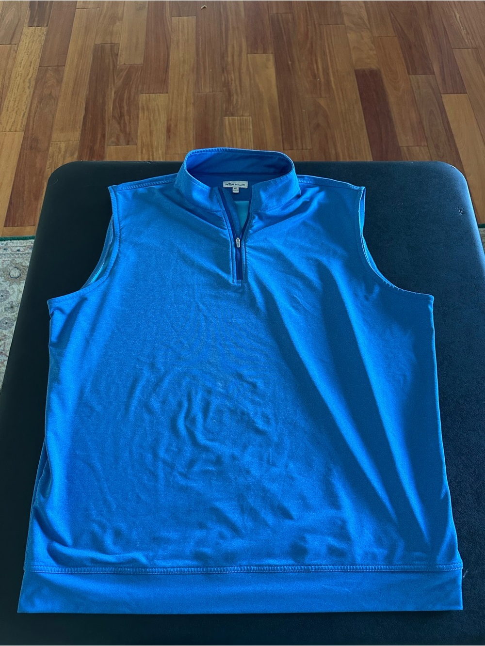 Peter Millar Men's Blue Sleeveless Quarter-Zip Sweater Vest Mens 2XL